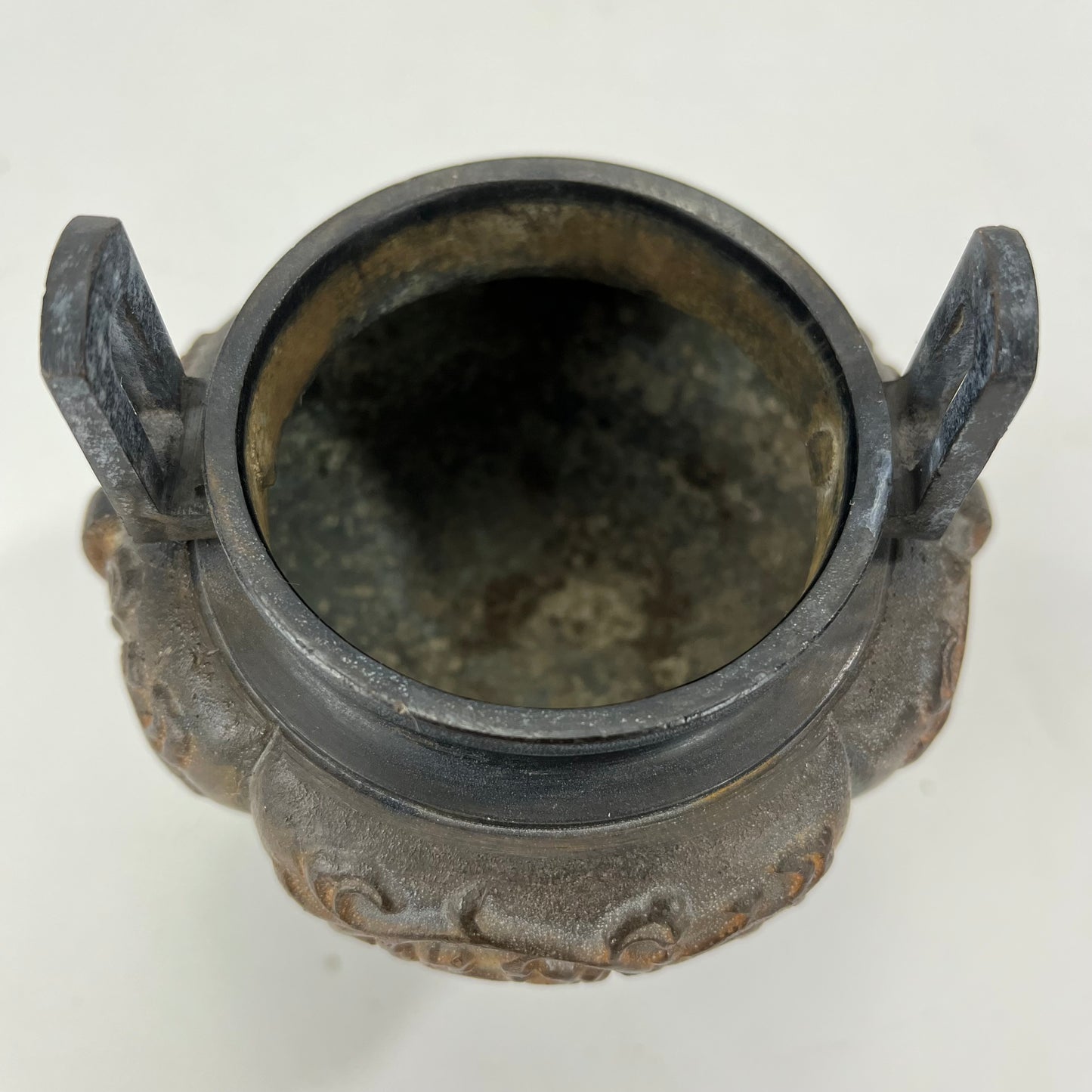 Antique Bronze Koro Incense Burner w/ Vine Designs 6"