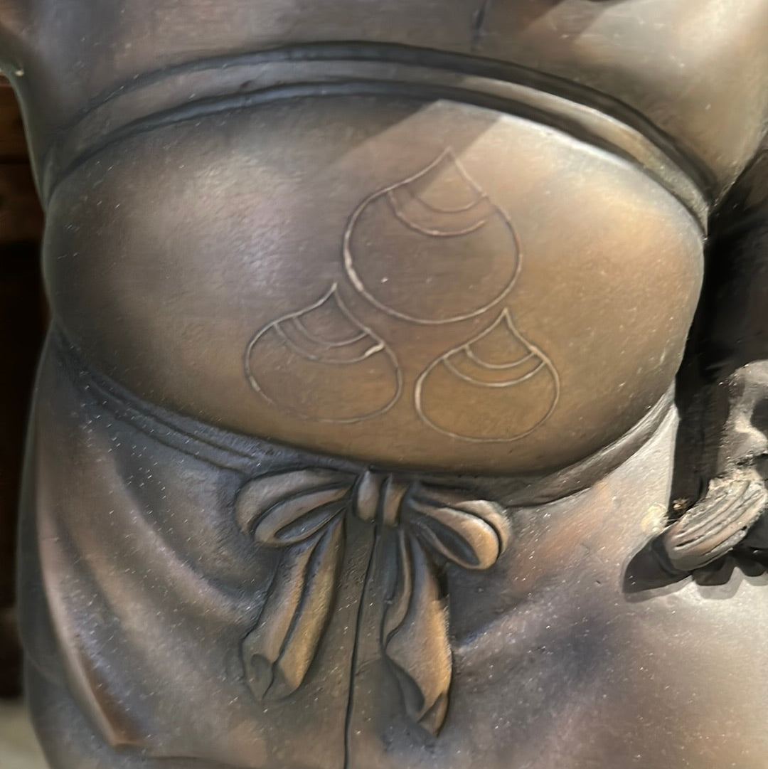 Vintage Japanese Bronze Statue Daikokuji Lucky God w/ Hammer 22"