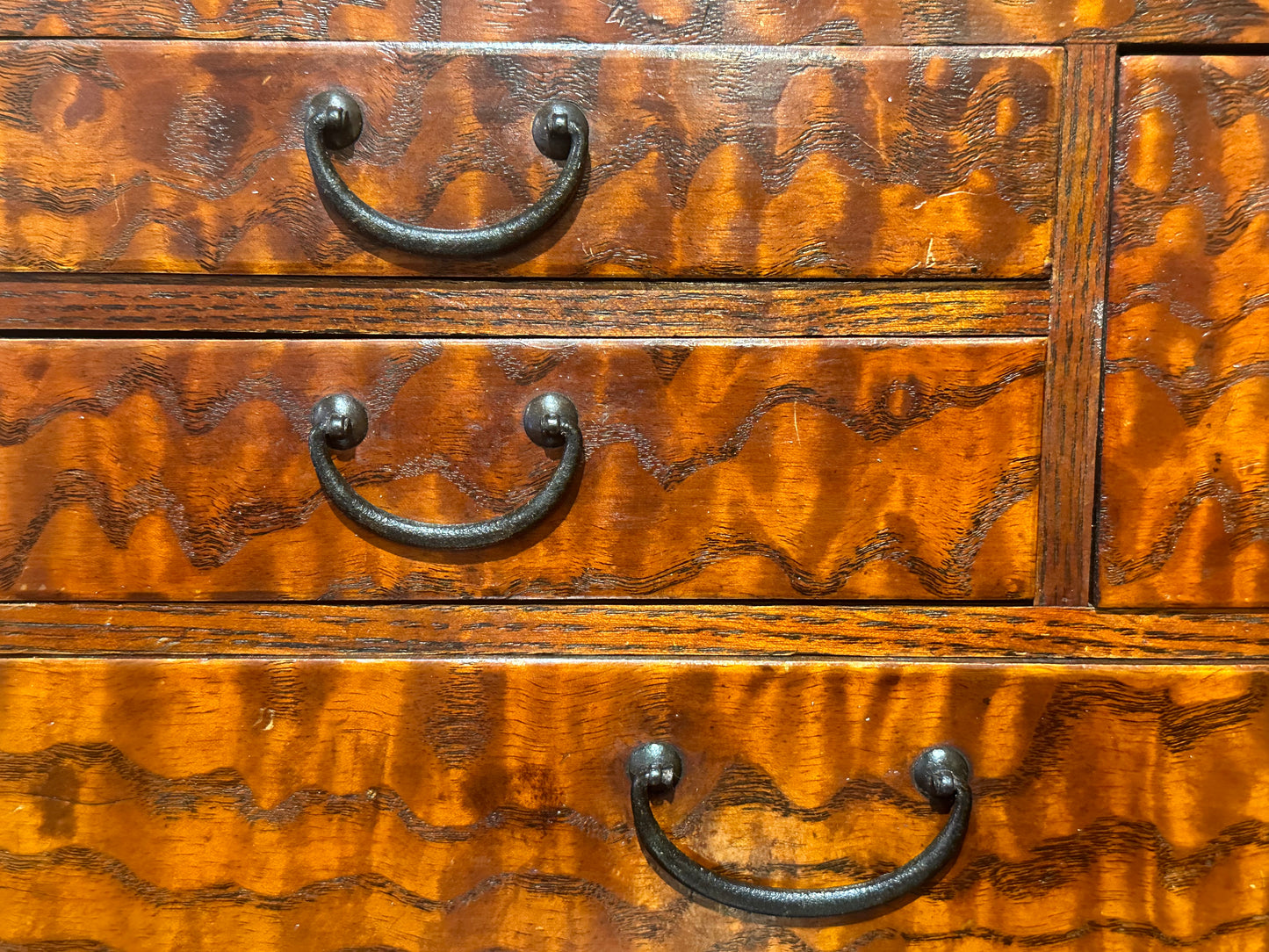 Antique Japanese Meiji Era c1920's Mulberry Wood Haribako Sewing Tansu 11.5"