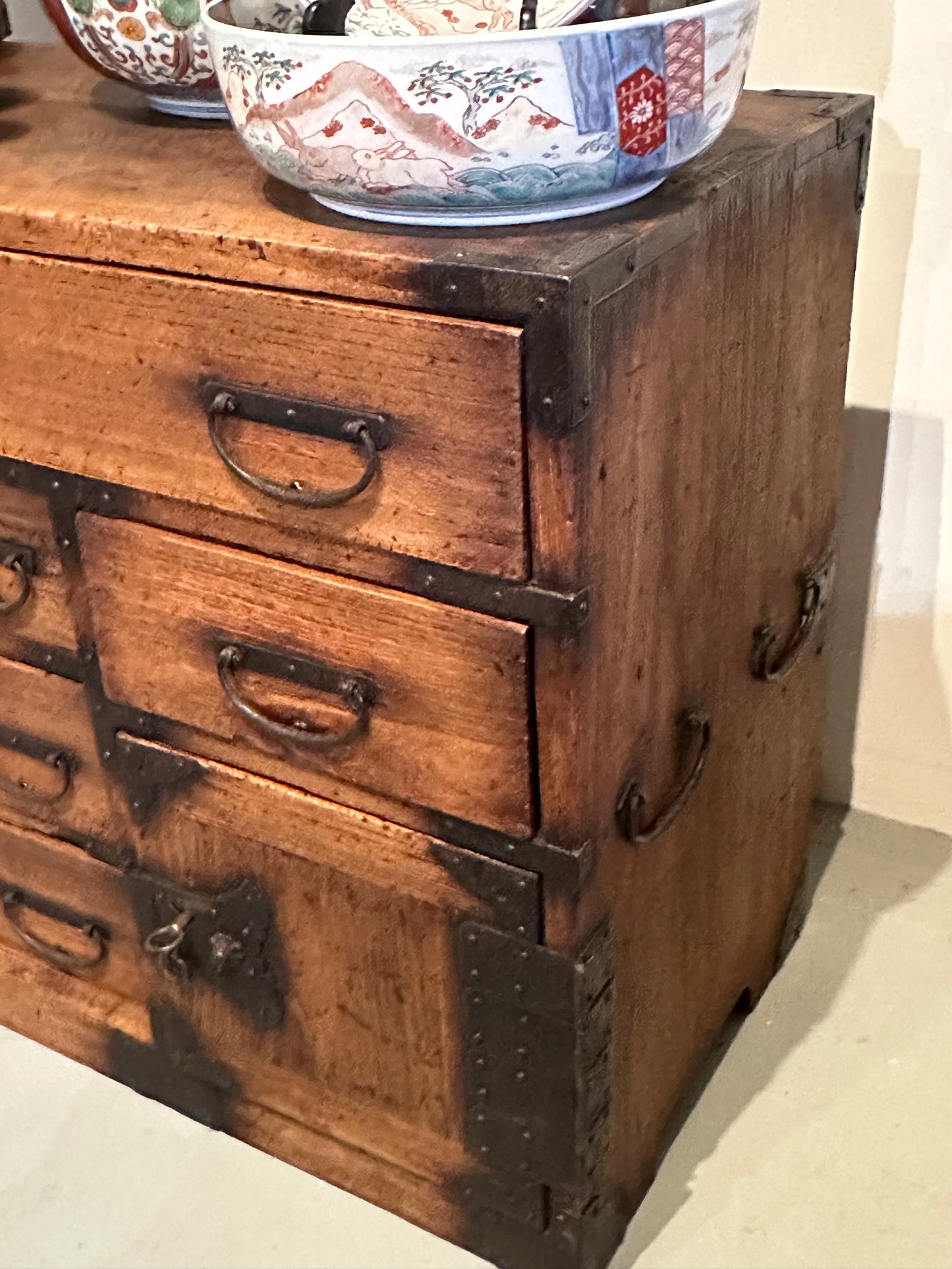 Antique Japanese Chobadansu Meiji Era c1880's Document Tansu Kiri 35"W