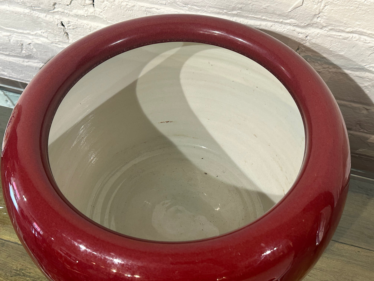 Vintage Japanese mid-late Showa c1960's Large Red Ceramic Hibachi 16”