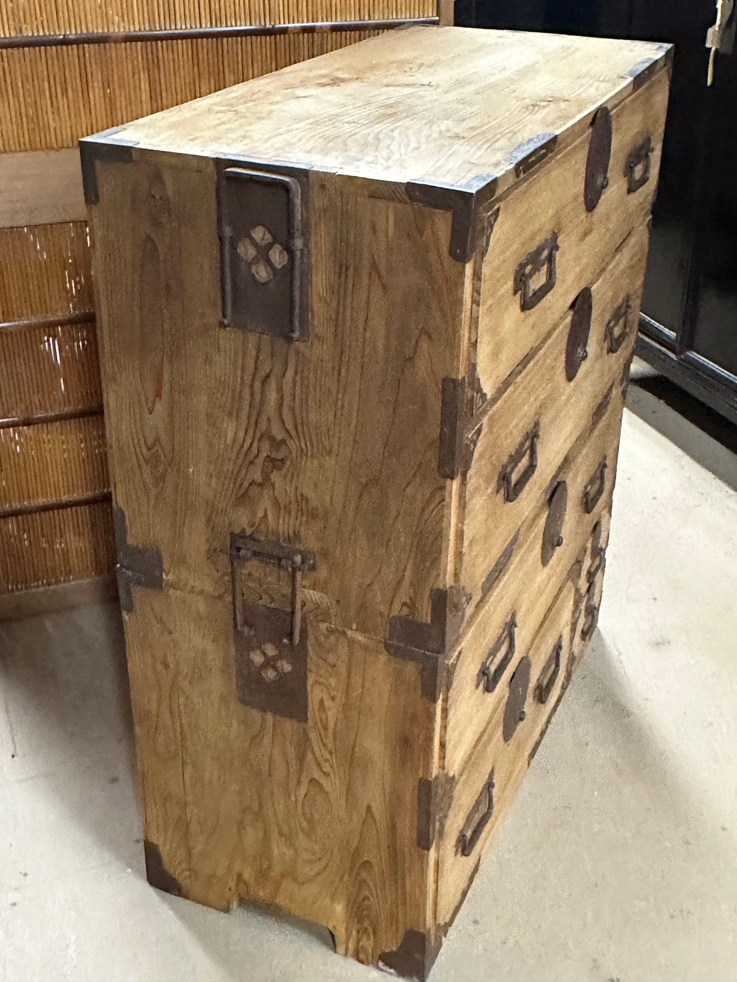Antique Japanese Meiji Era c1880 Kasane Clothing Tansu Kiri Wood 37"W