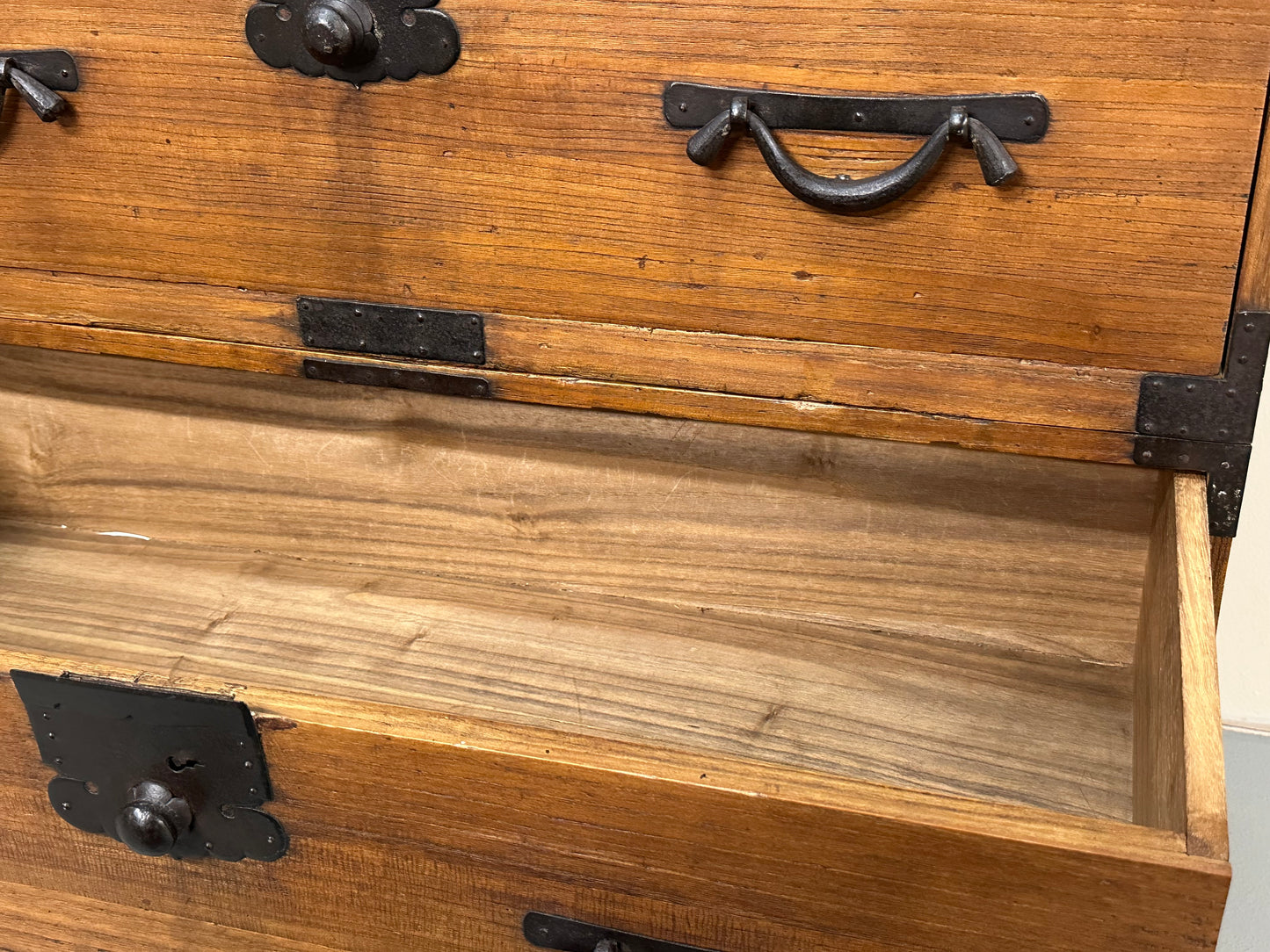 Antique Japanese Clothing Tansu Meiji Era c1880’s Kiri Wood 40.5"H