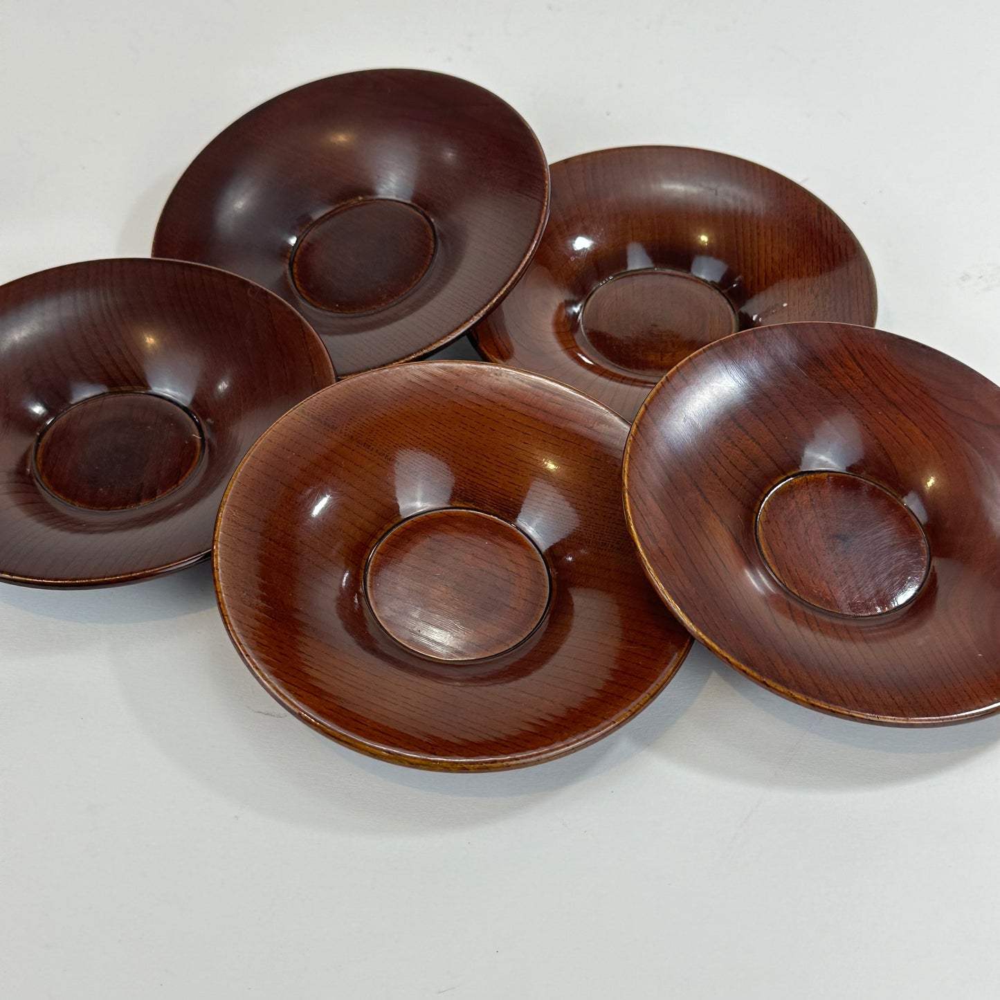 Set of 5 Vintage Japanese Hand Crafted Chataku Tea Saucer Shunkei