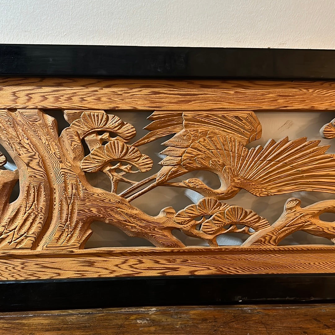 Japanese Ranma Carved Transom Sugi Wood