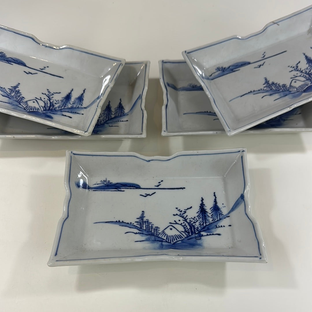 Vintage Japanese Ceramic Imari Dish Kashizara Blue & White 5.5”