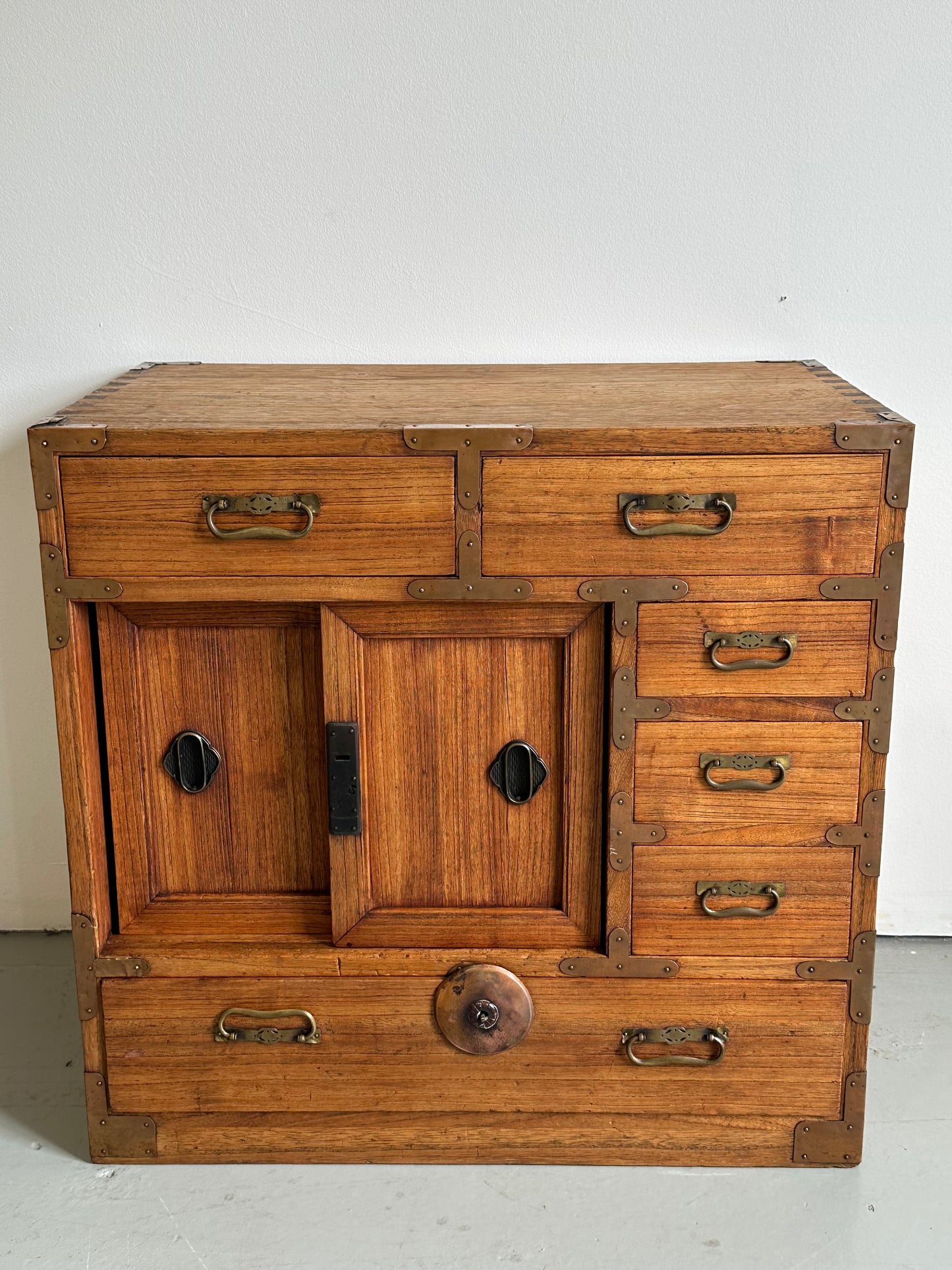 Antique Japanese Meiji Era (c1890’s) Kiri Kodansu Personal Tansu 6 Drawer 25"W