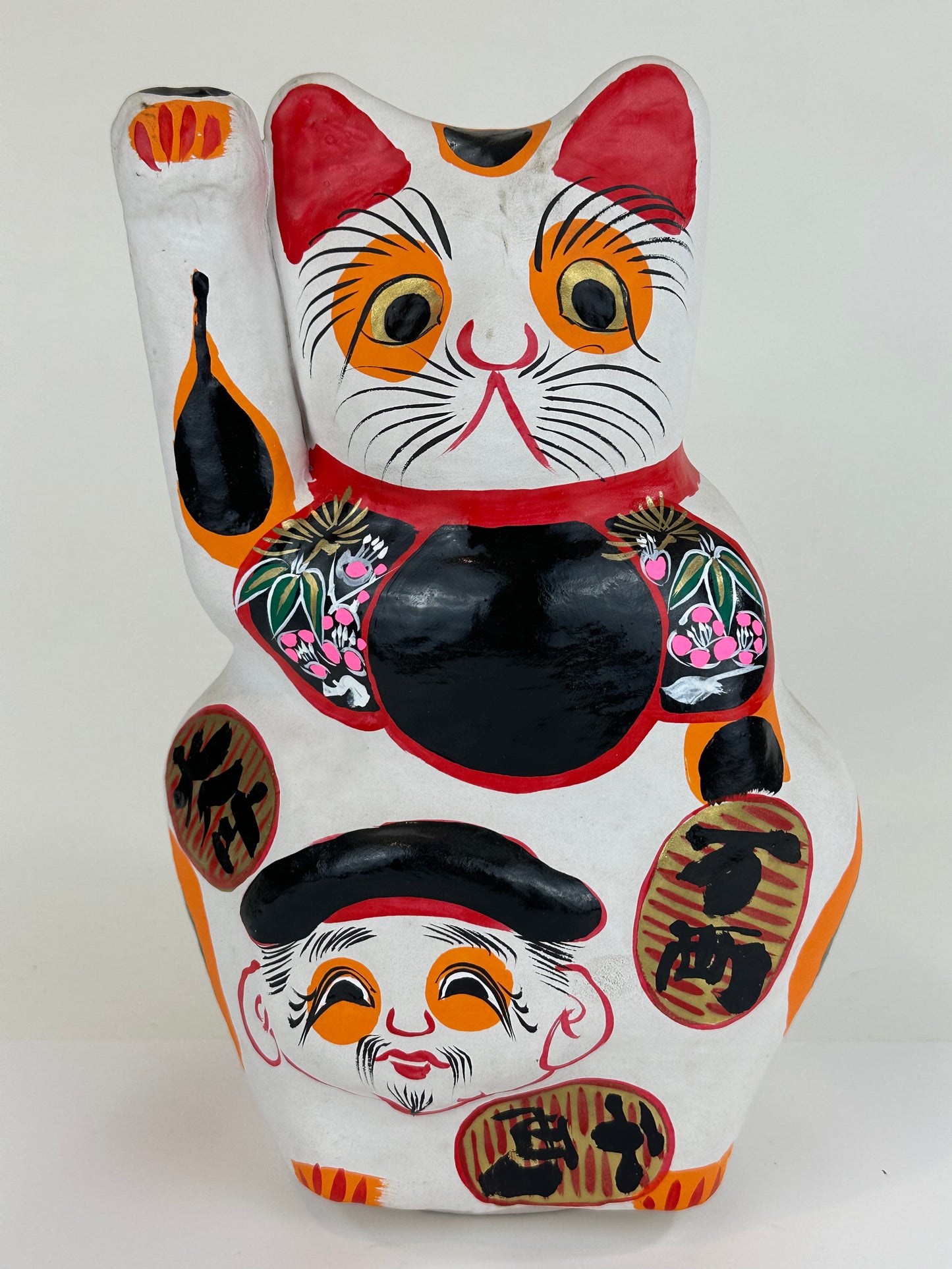 Japanese Traditional Papier-mâché Maneki Neko Good Luck 13"