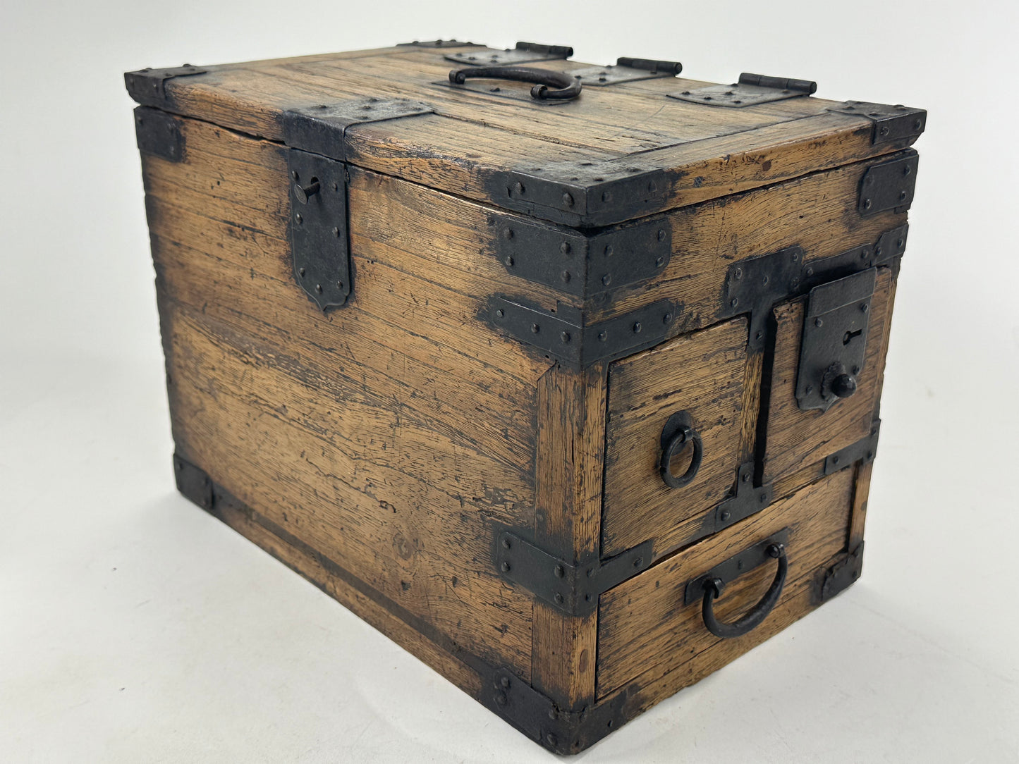 Antique Japanese c.1880’s Kiri Wood Suzuribako Calligraphy Tansu Chest 12"