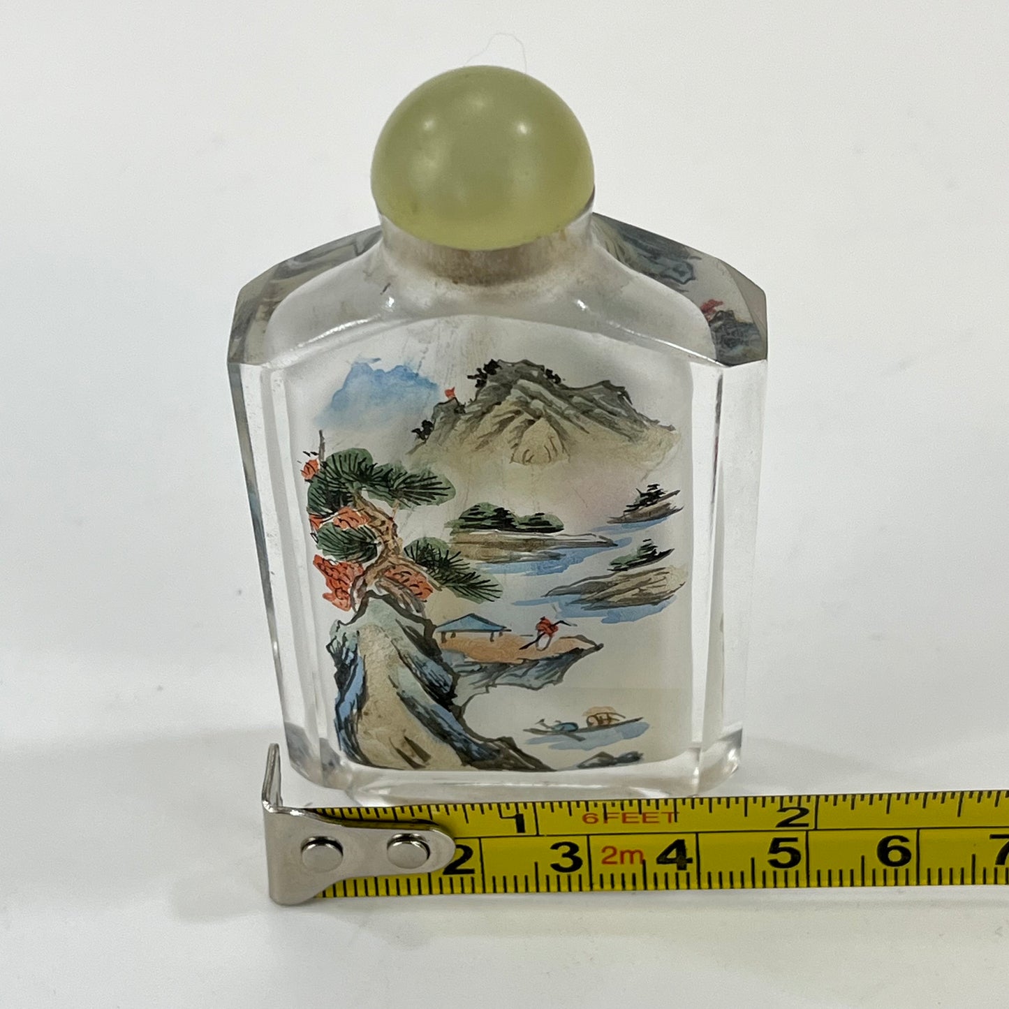Vintage Chinese Snuff Bottle Reverse-Painted Landscape 4"