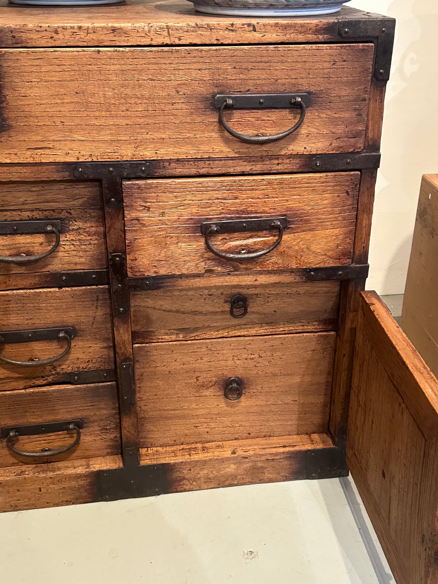 Antique Japanese Chobadansu Meiji Era c1880's Document Tansu Kiri 35"W