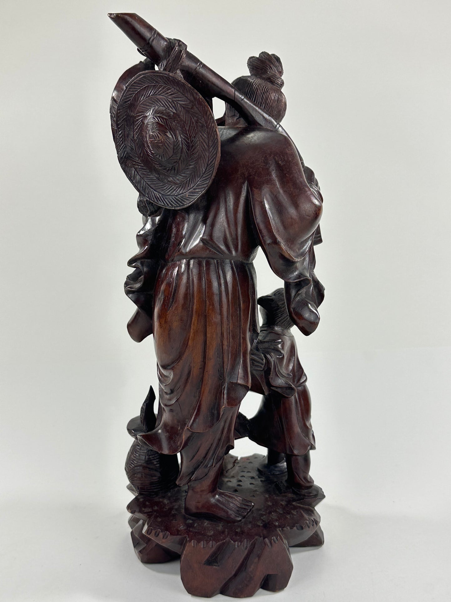 Antique Chinese Carved Wooden Statue of Shoulao 14”