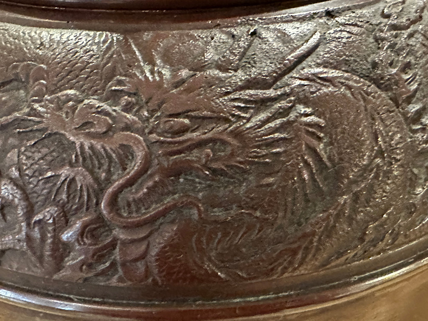 Vintage Japanese Early-Mid Showa Bronze Vase Dragon Motif 13"