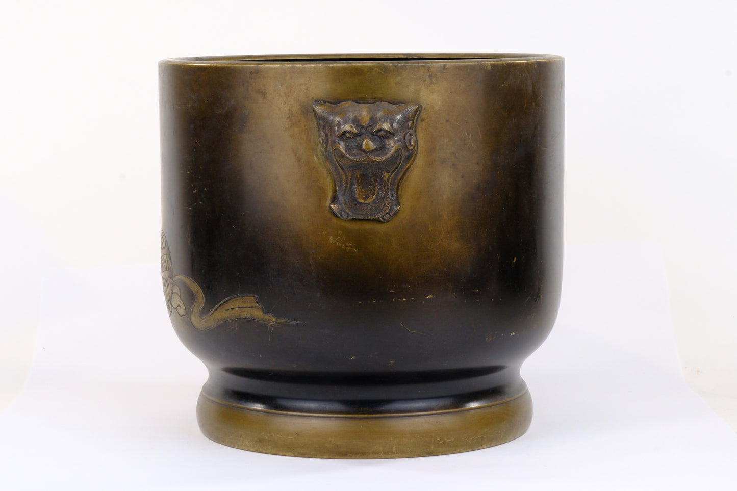 Antique Japanese Meiji Era Bronze Hibachi Brazier Shi-Shi Fu Dogs 10