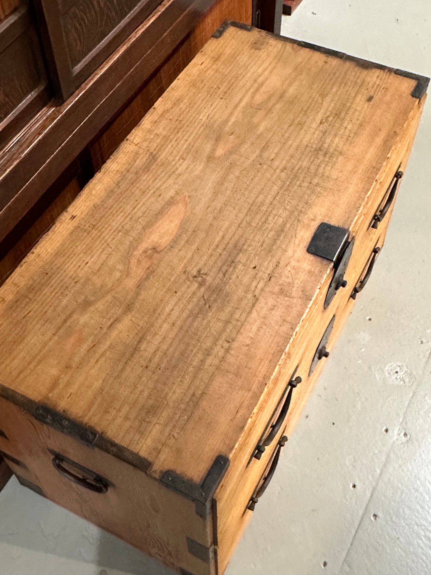 Antique Japanese Meiji Era c1890's Clothing Tansu Kiri Wood 36"