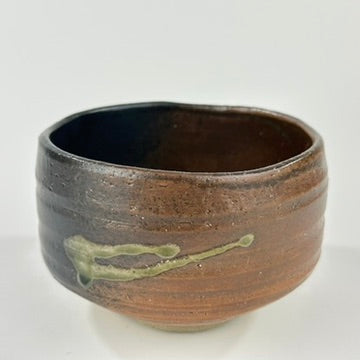 Japanese Handmade Mino Ware Chawan Matcha Tea Bowl Kuro Fuki Shino Black Bizen Glaze NEW 5"