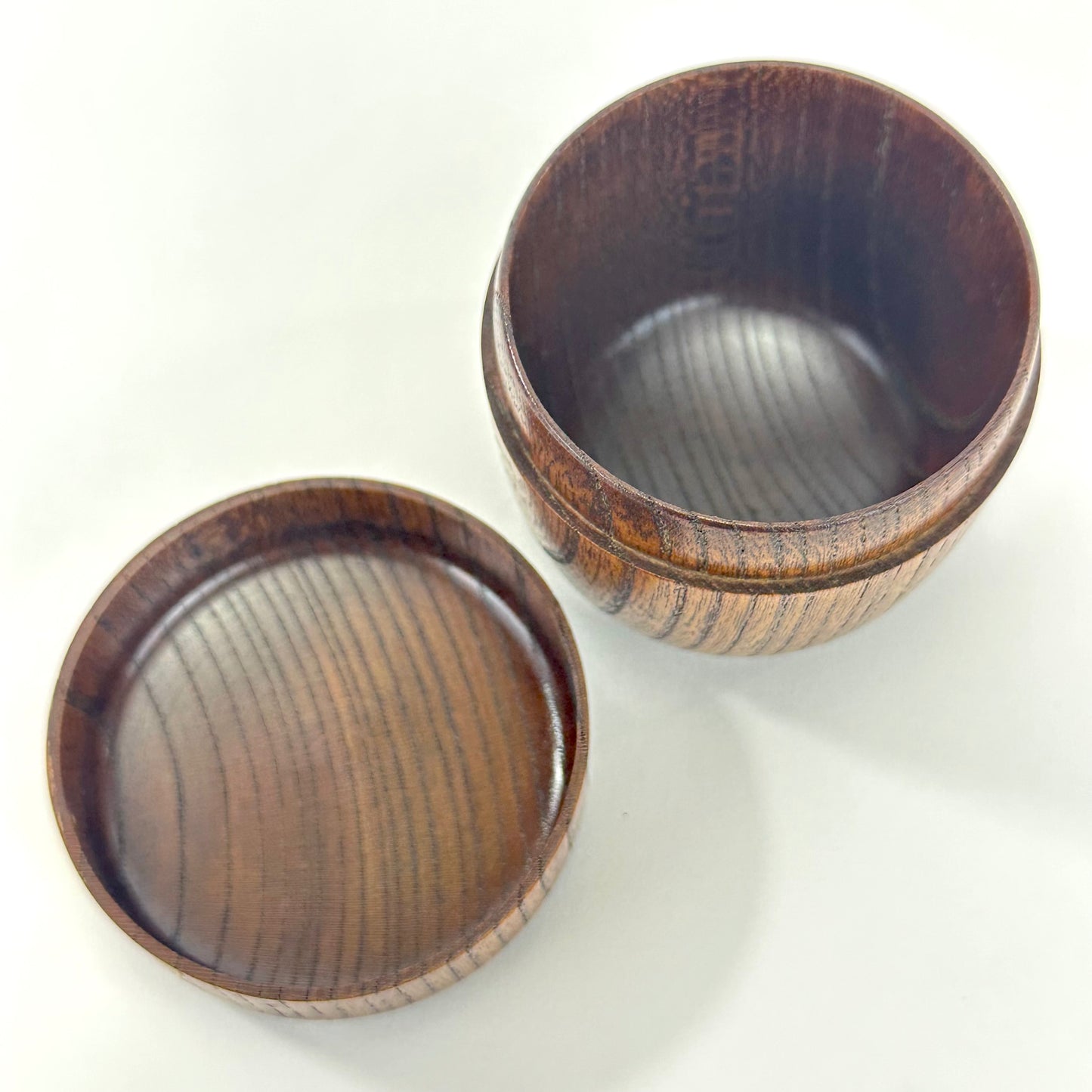 Japanese Keyaki Wood Natsume Tea Caddy with Gold Bamboo Design 2.5"