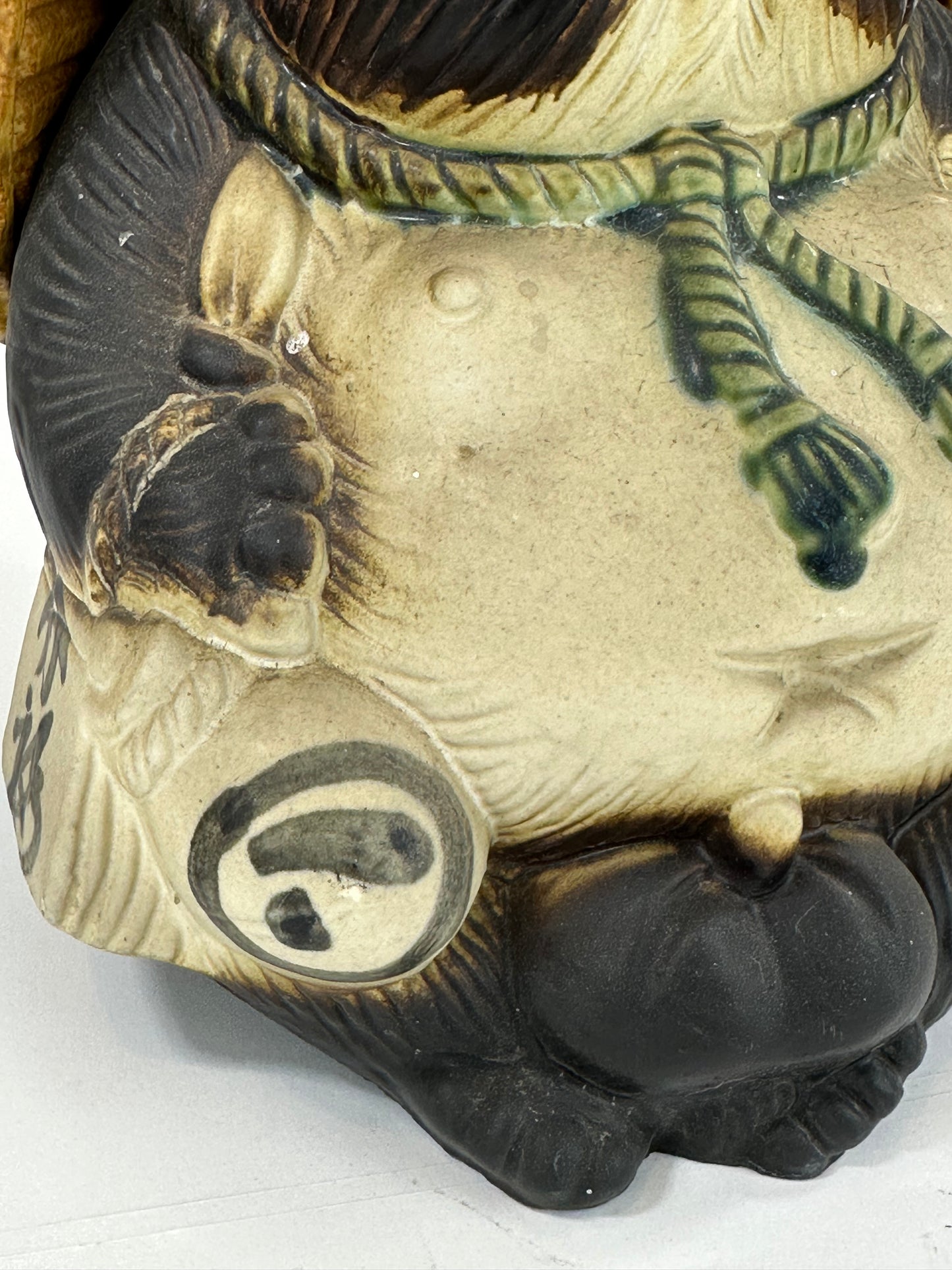 Vintage Japanese Tanuki "Raccoon-dog" Ceramic Statue 10”