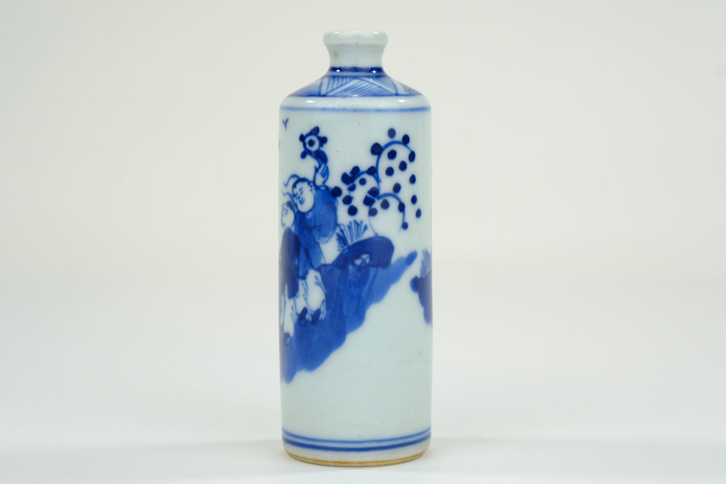 Vintage Chinese Porcelain Blue & White Snuff Bottle 3"