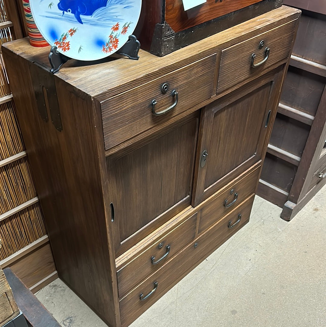 Antique Japanese Taisho Era c1920's Kiri 5 Drawer Kodansu 37"H