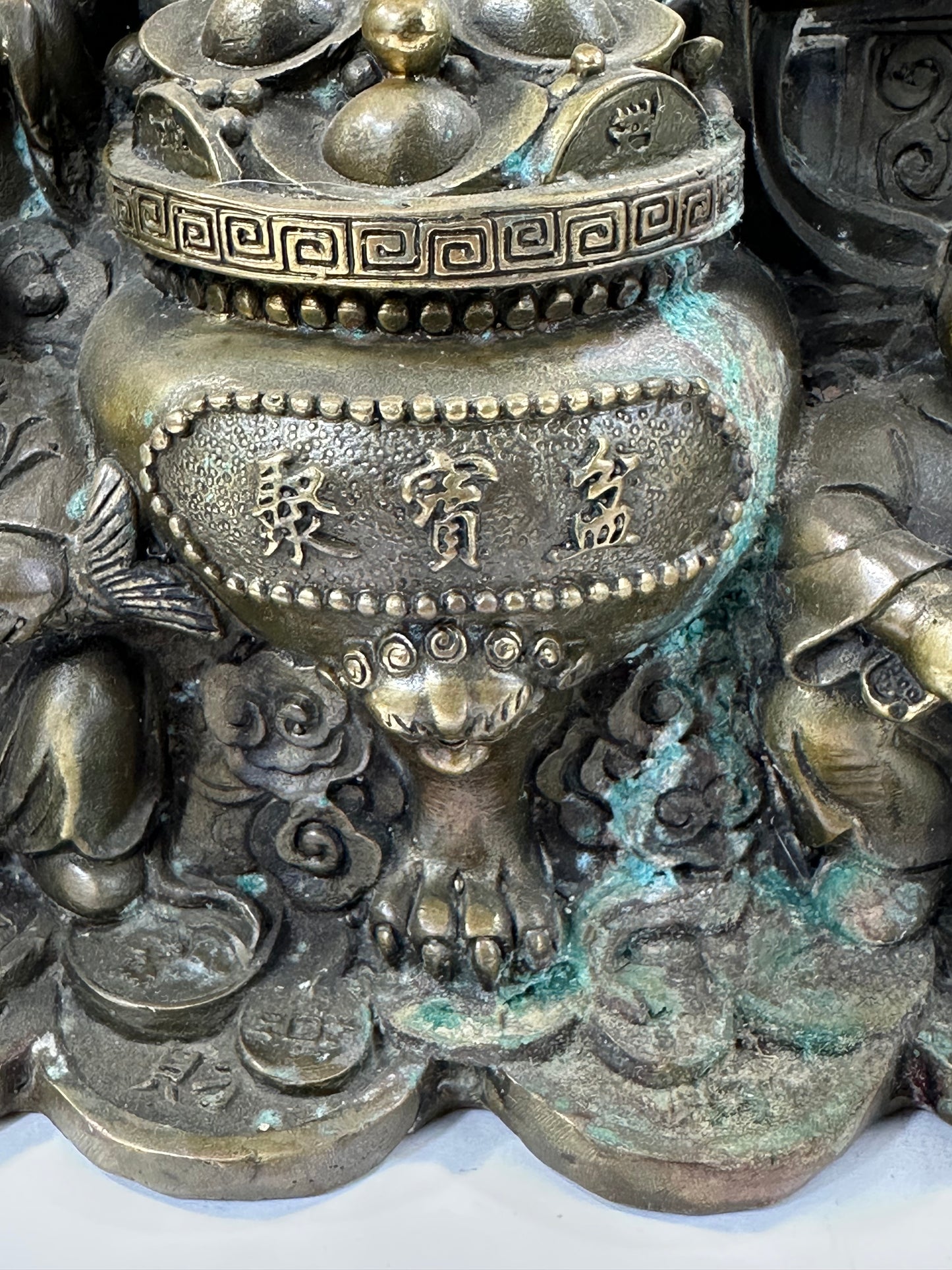 Vintage Chinese Bronze Statue Fu Lu Shu or San Xing 10"H