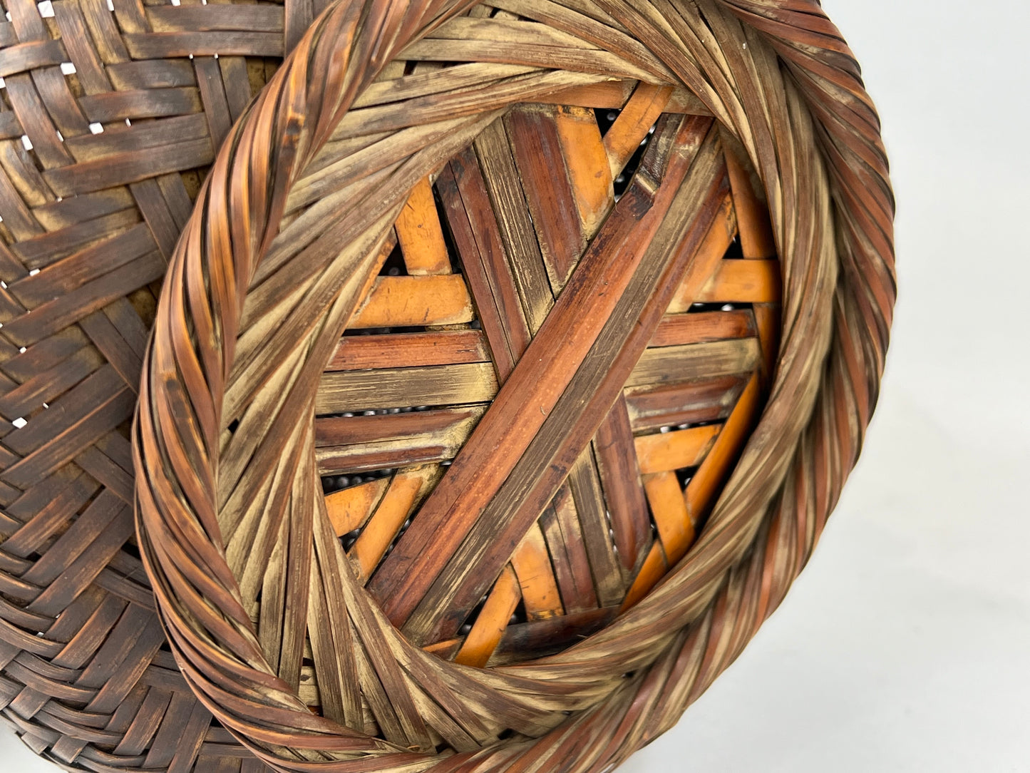 Antique Japanese Showa Era c1930's Bamboo Kago Ikebana Basket 10"