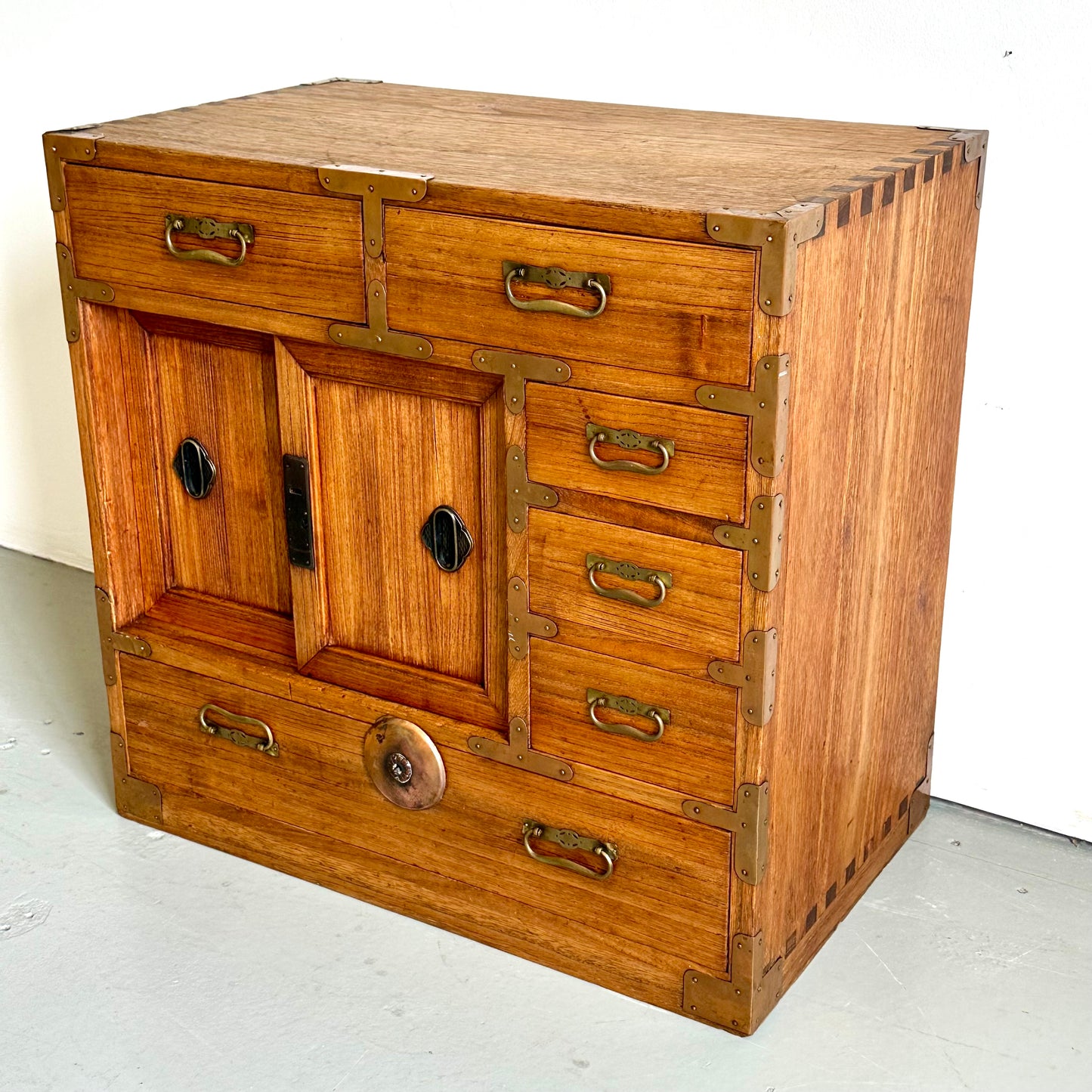Antique Japanese Meiji Era (c1890’s) Kiri Kodansu Personal Tansu 6 Drawer 25"W