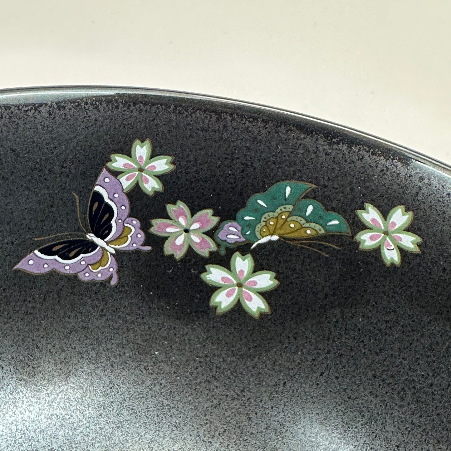 Vintage Japanese Ceramic Tea Bowl Chawan Floral & Butterflies