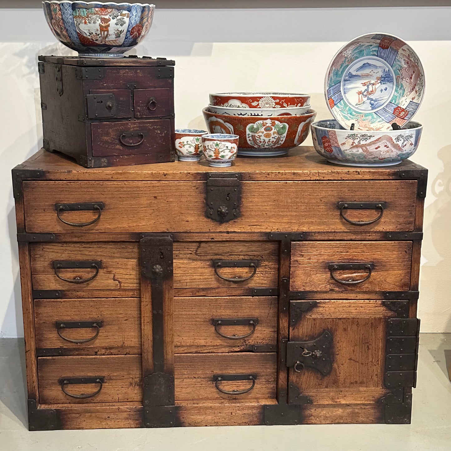 Antique Japanese Chobadansu Meiji Era c1880's Document Tansu Kiri 35"W