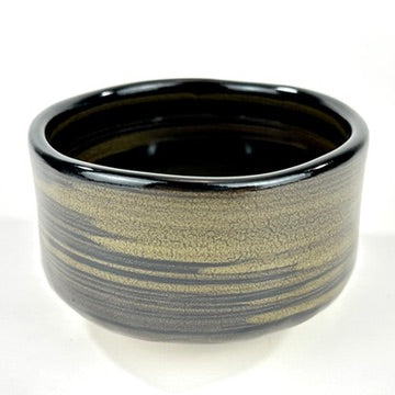 Japanese Handmade Mino Ware Chawan Matcha Tea Bowl Koku Yu Kinsai Black Gold Glaze NEW 5"