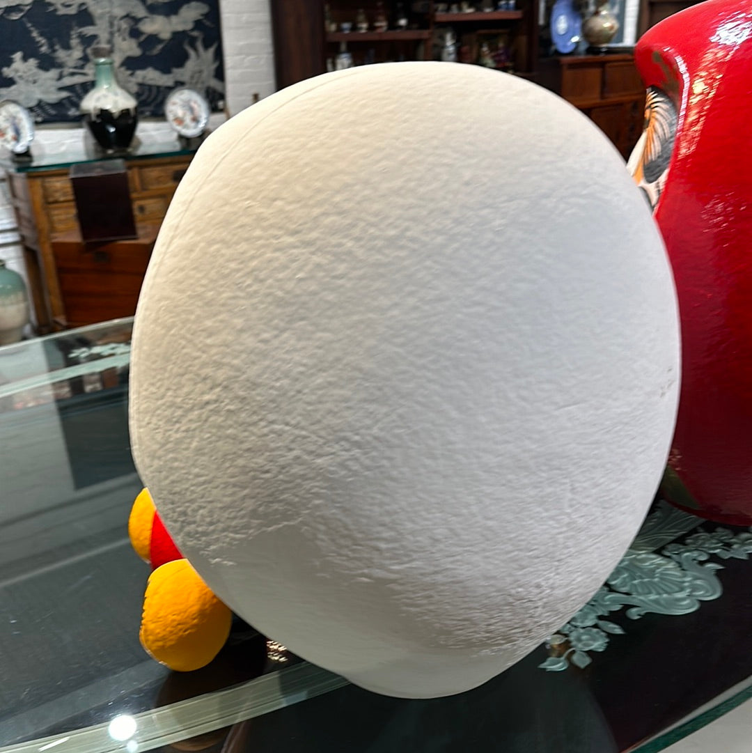 Japanese Traditional Papier-mâché Daruma Wishing Doll in White 23”H
