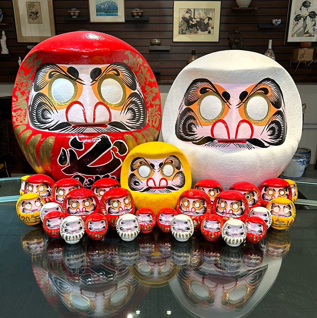 Japanese Traditional Papier-mâché Daruma Wishing Doll in White 23”H