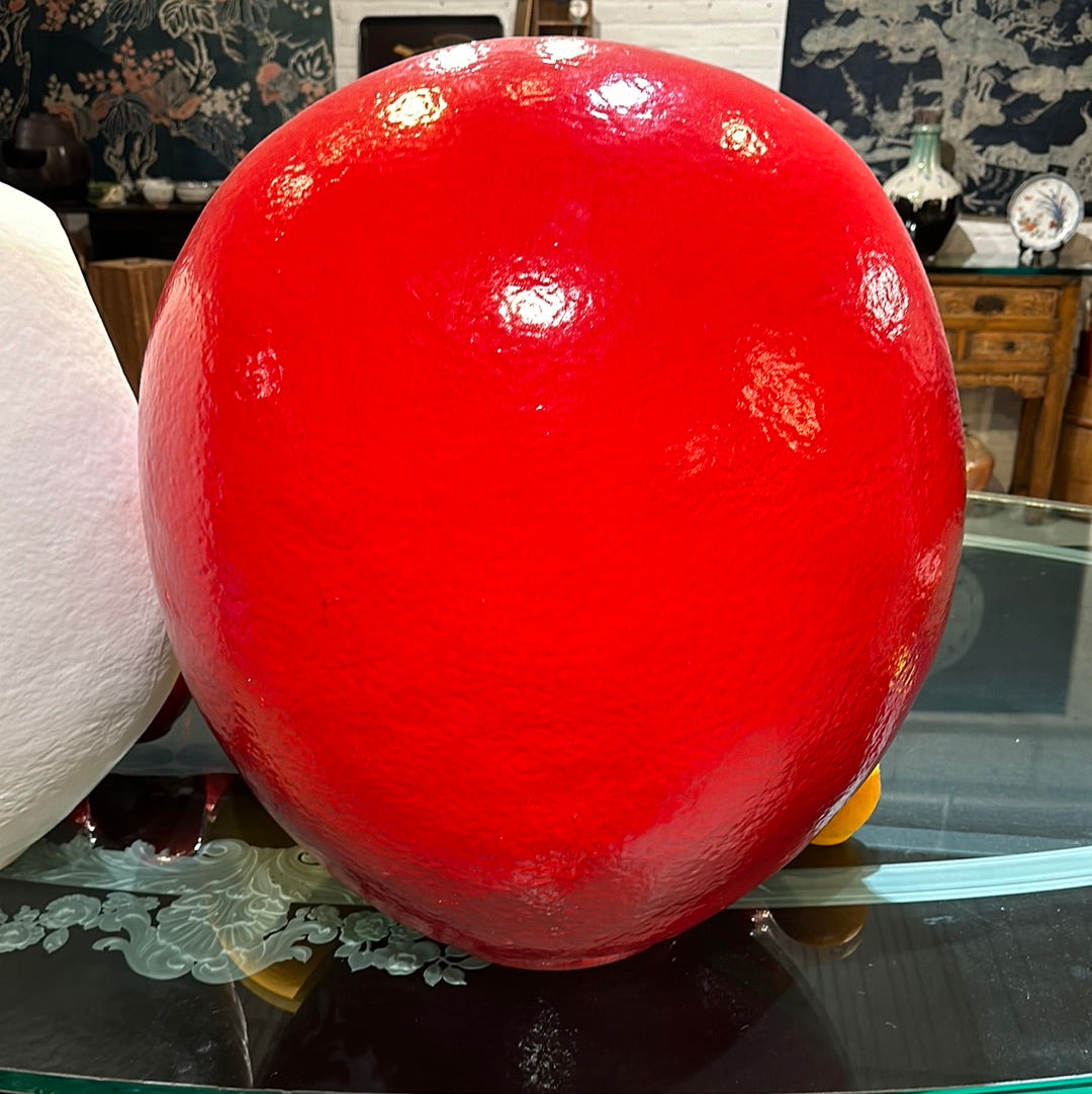 Japanese Traditional Papier-mâché Daruma Wishing Doll in Red 25”H