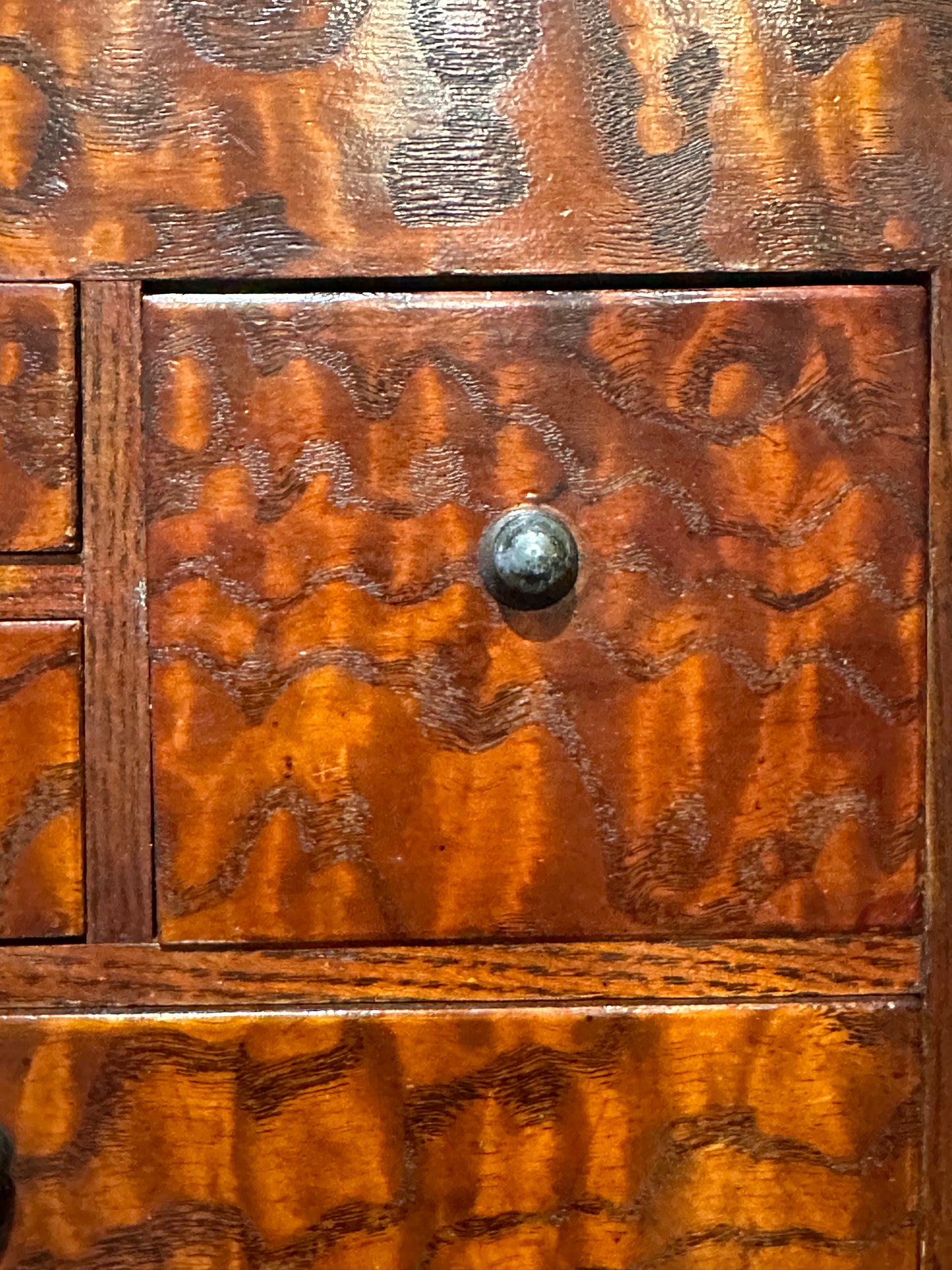 Antique Japanese Meiji Era c1920's Mulberry Wood Haribako Sewing Tansu 11.5"