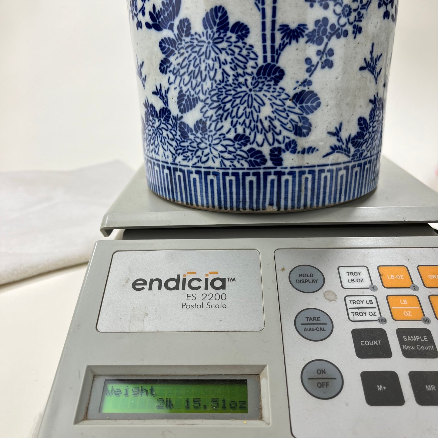 Antique Japanese Meiji Era small Ceramic Blue & White Hibachi Brazier 6”