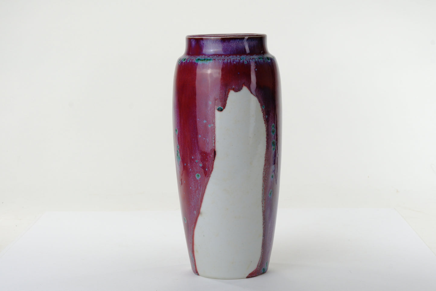 Matsuyama Gaei Peacock Glaze Vase Japanese Hand Thrown w/ Box 9” c1950's