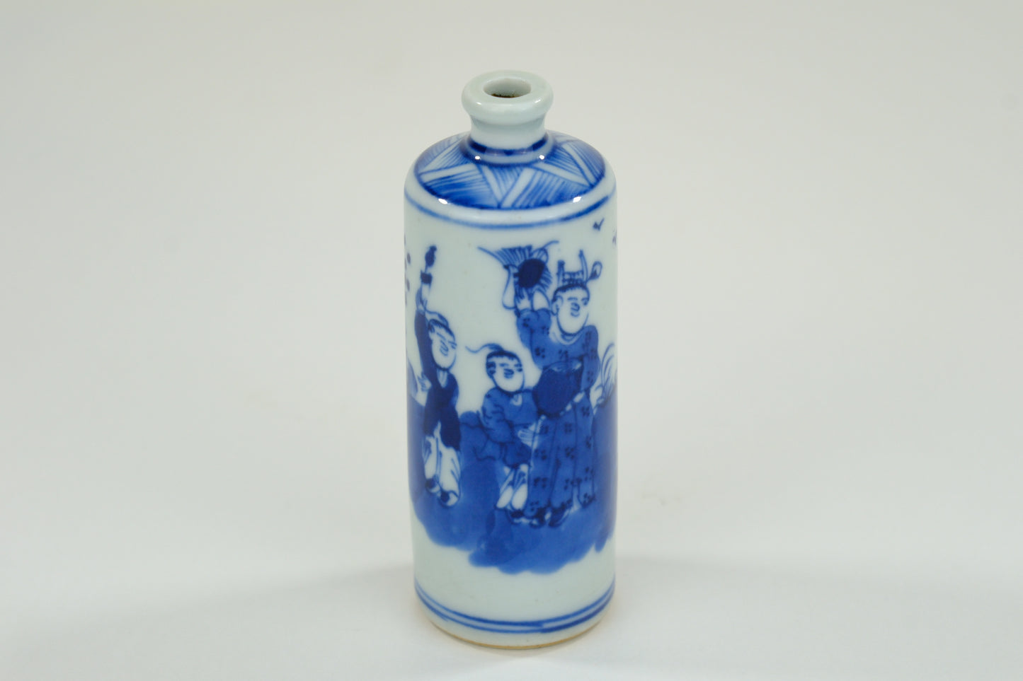 Vintage Chinese Porcelain Blue & White Snuff Bottle 3"