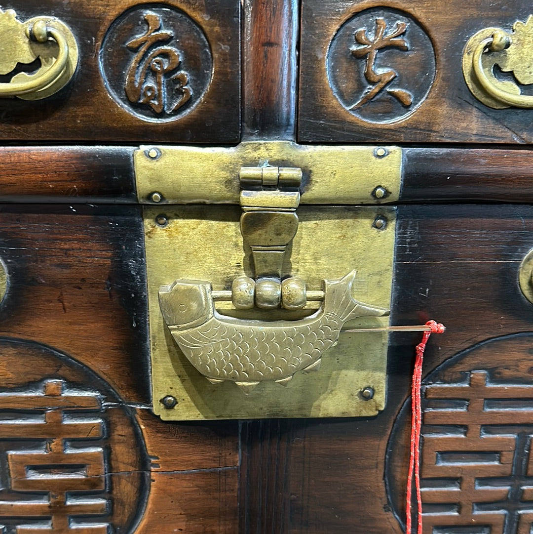 Antique Korean Morijang Large Front Door Chest Brass Locks & Hardware (LOCAL PICKUP ONLY)