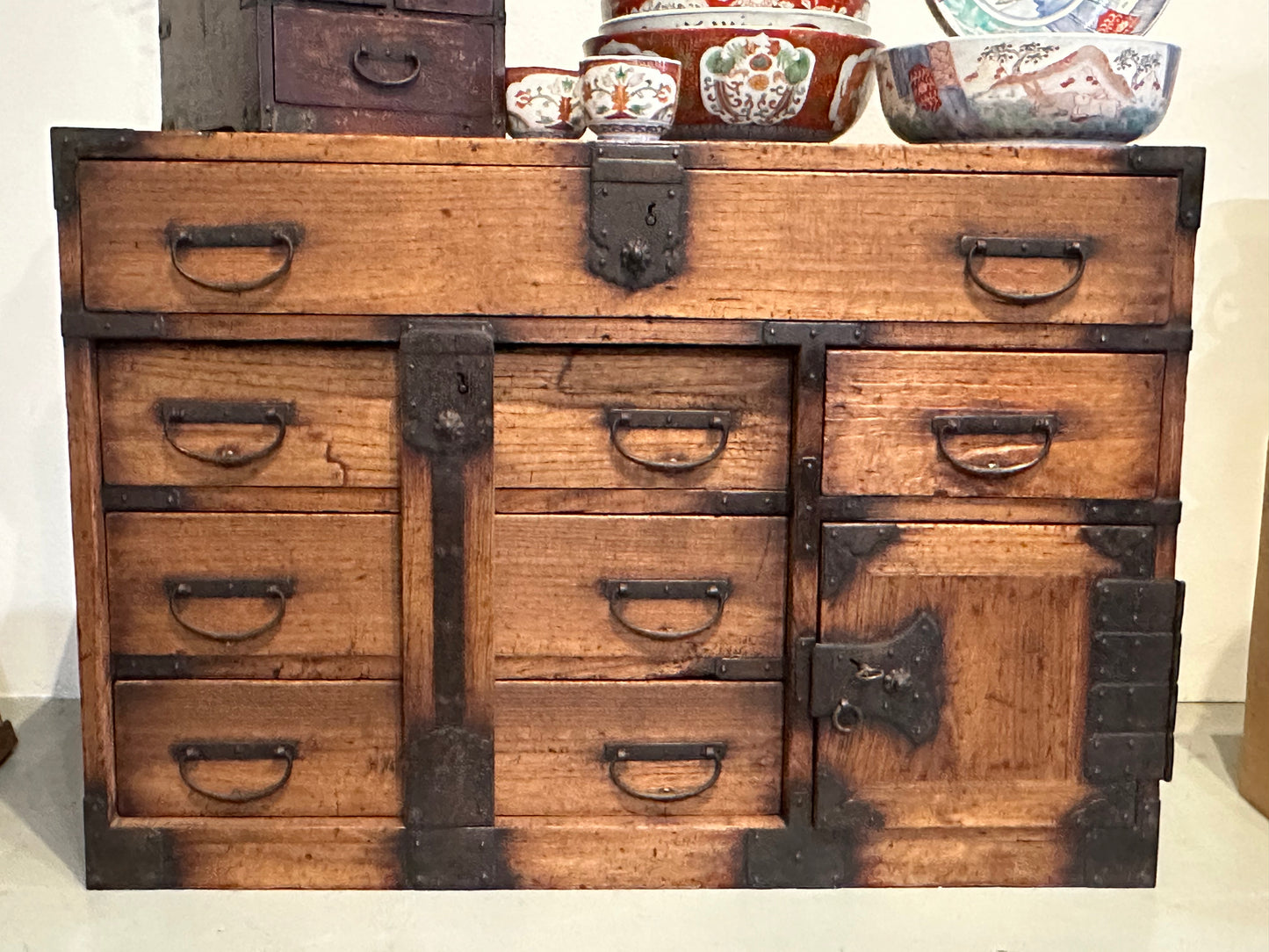 Antique Japanese Chobadansu Meiji Era c1880's Document Tansu Kiri 35"W