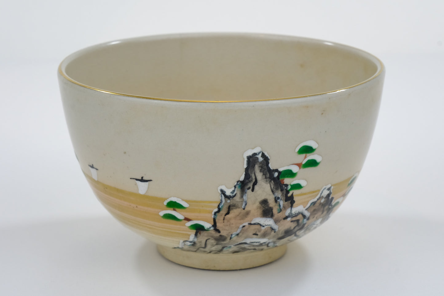 Vintage Japanese Hand Thrown Ceramic Tea Bowl Chawan (hairline)
