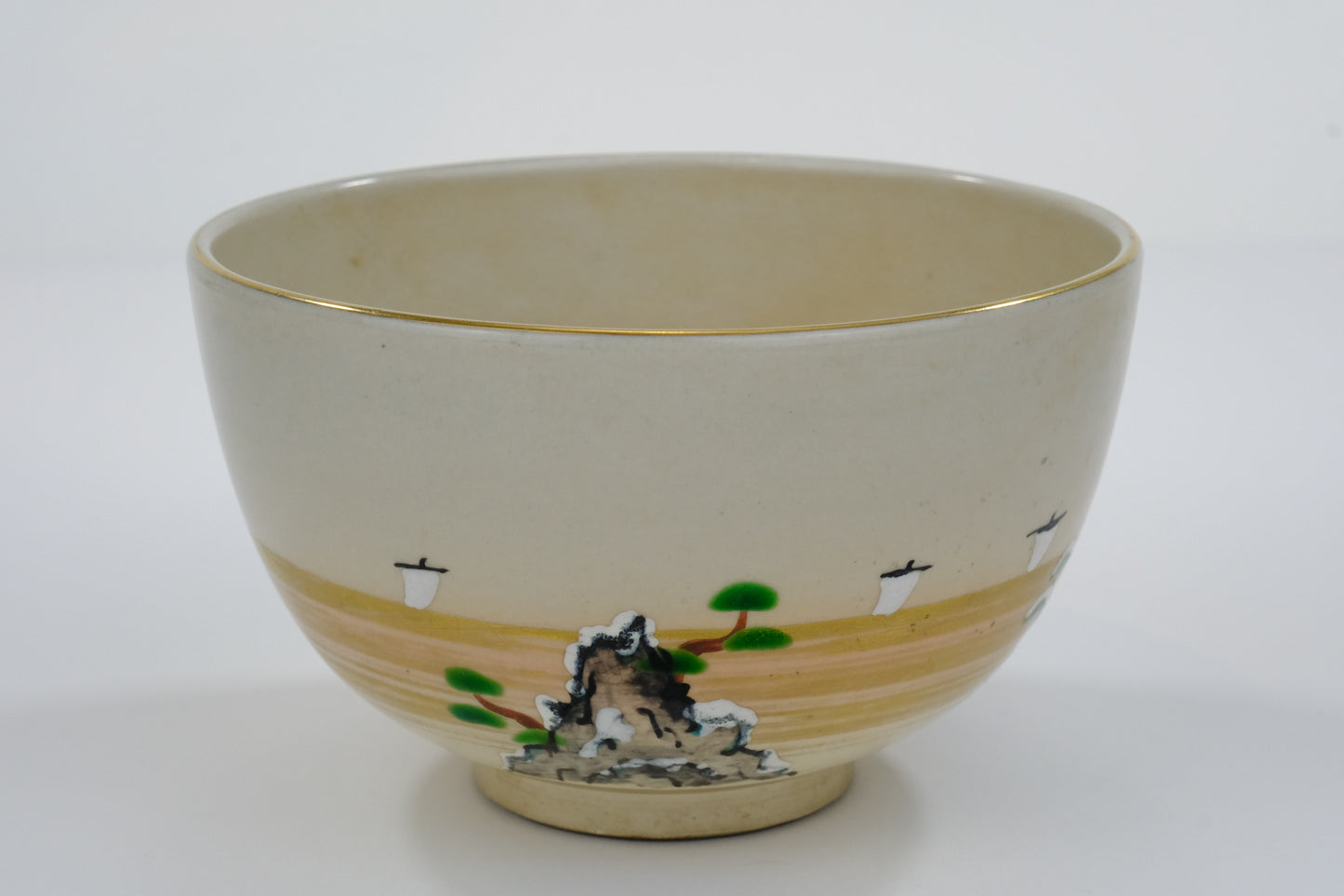 Vintage Japanese Hand Thrown Ceramic Tea Bowl Chawan (hairline)