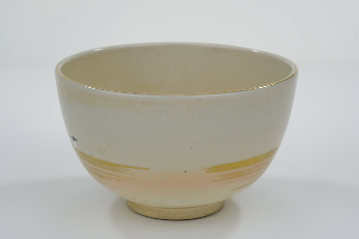 Vintage Japanese Hand Thrown Ceramic Tea Bowl Chawan (hairline)