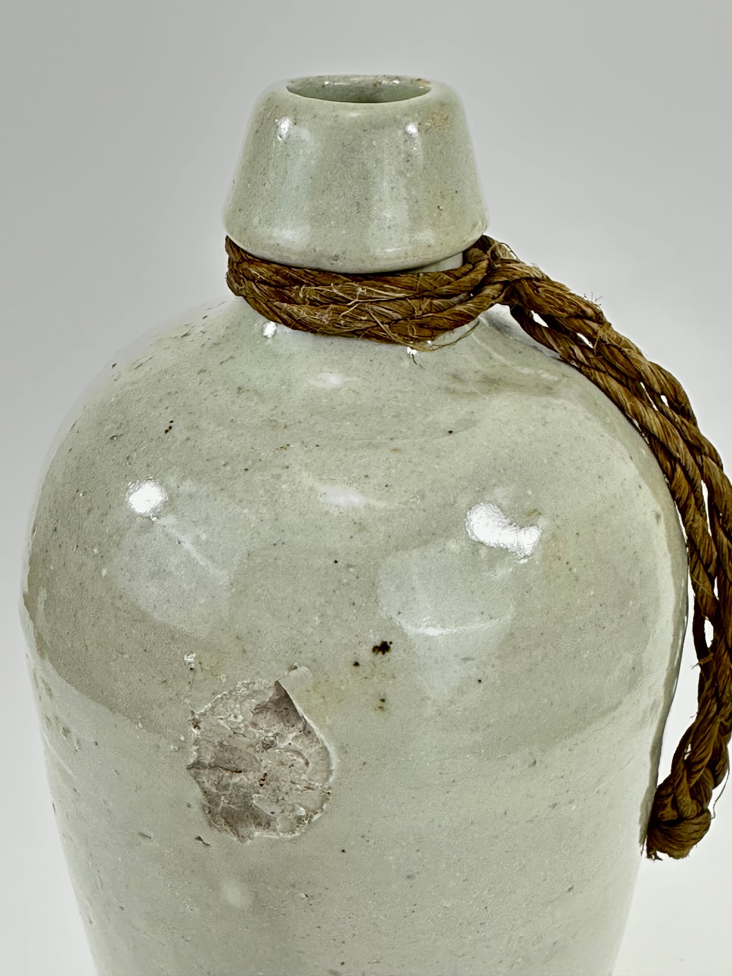 Antique Japanese 1800's Tokkuri Sake Jug Calligraphy Ceramic Vase 10"