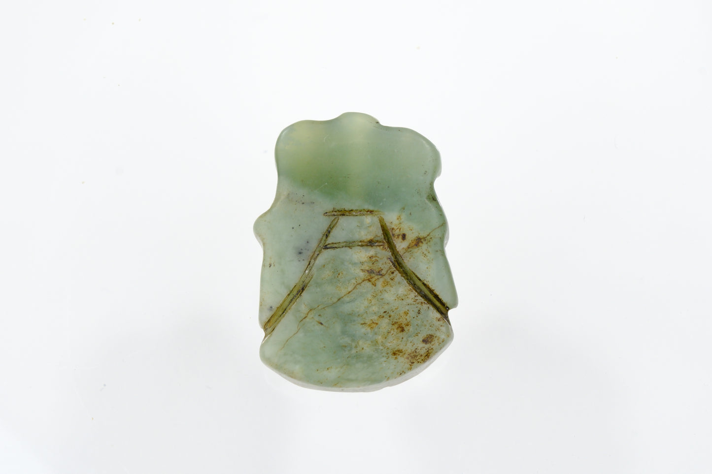 Vintage Chinese Natural Carved Green Stone Snuff Bottle Chinese Warrior 3"