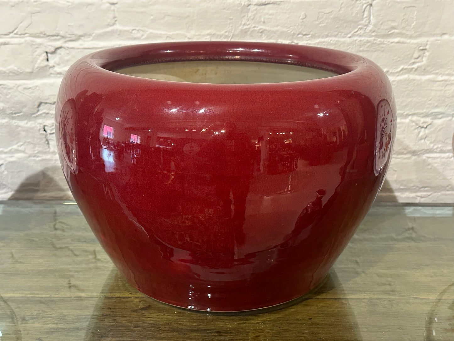 Vintage Japanese mid-late Showa c1960's Large Red Ceramic Hibachi 16”