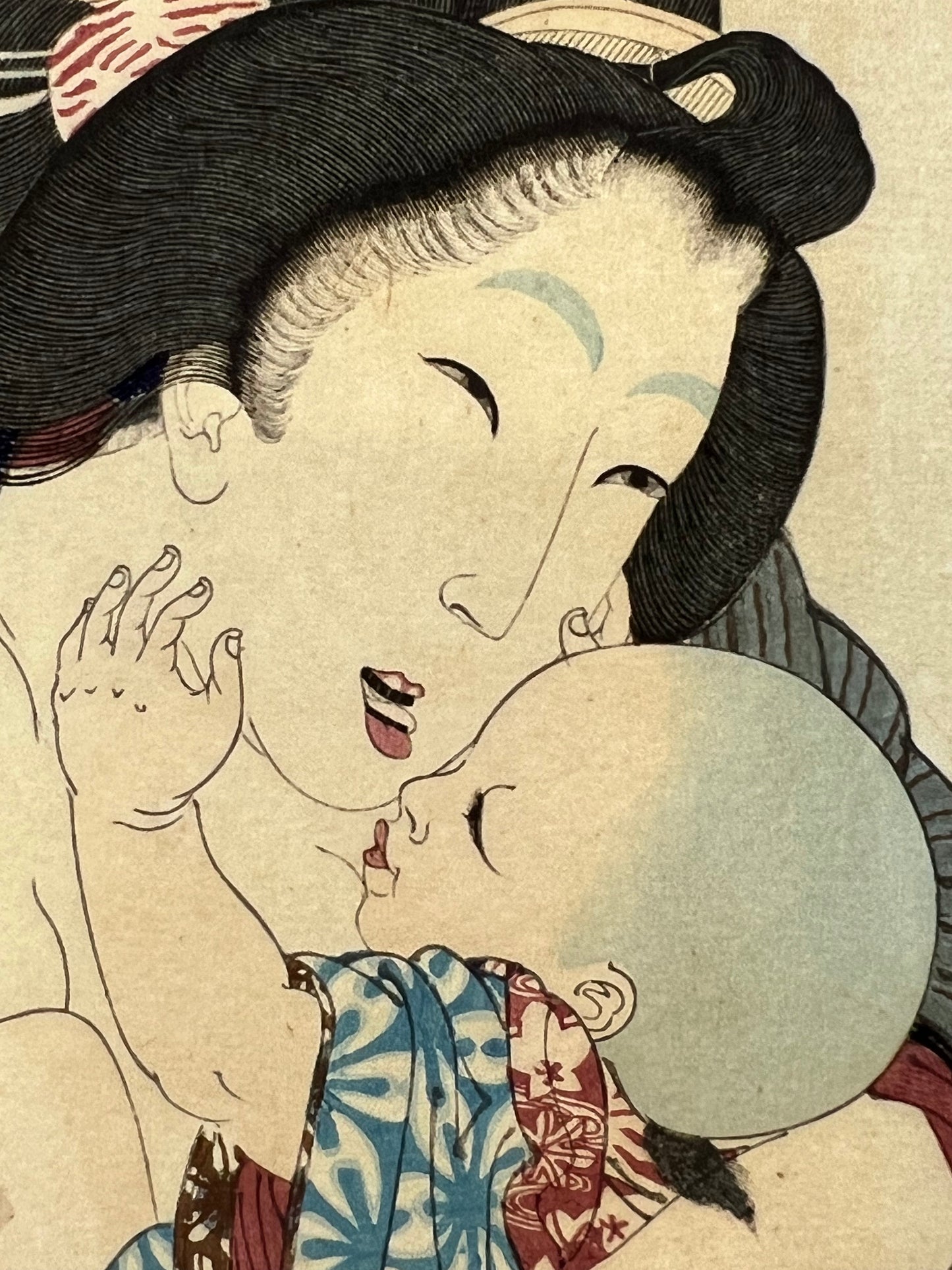 Yoshitoshi Giclee Woodblock Print "Mother & Child" 10"x14"