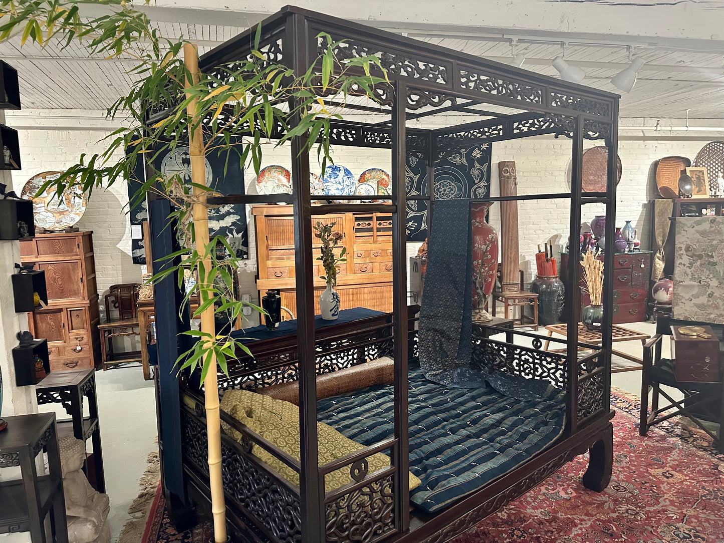 Antique Chinese Bed Qing Dynasty c1700's Ironwood Platform Tielimu 54"x82"