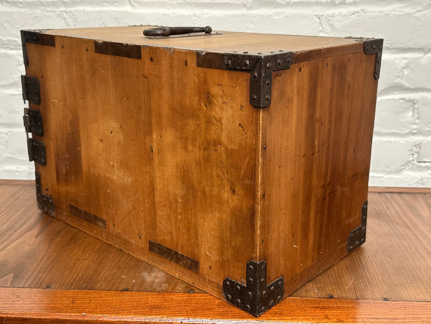 Antique Japanese Late Edo Era 3 Drawer Funadansu Sugi & Iron 16.5"
