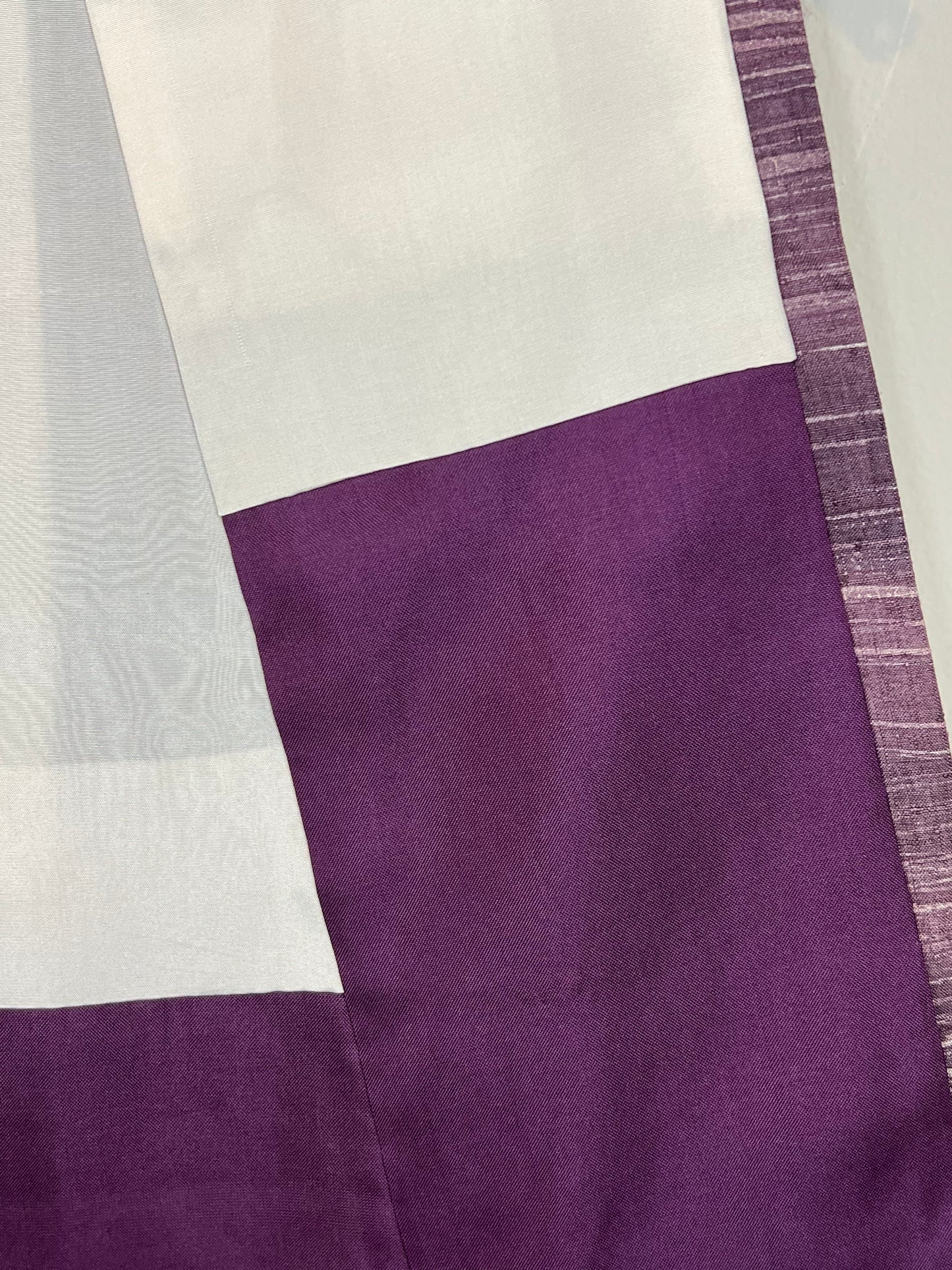 Vintage Japanese Silk Kimono Striated Plum Purple 63"L