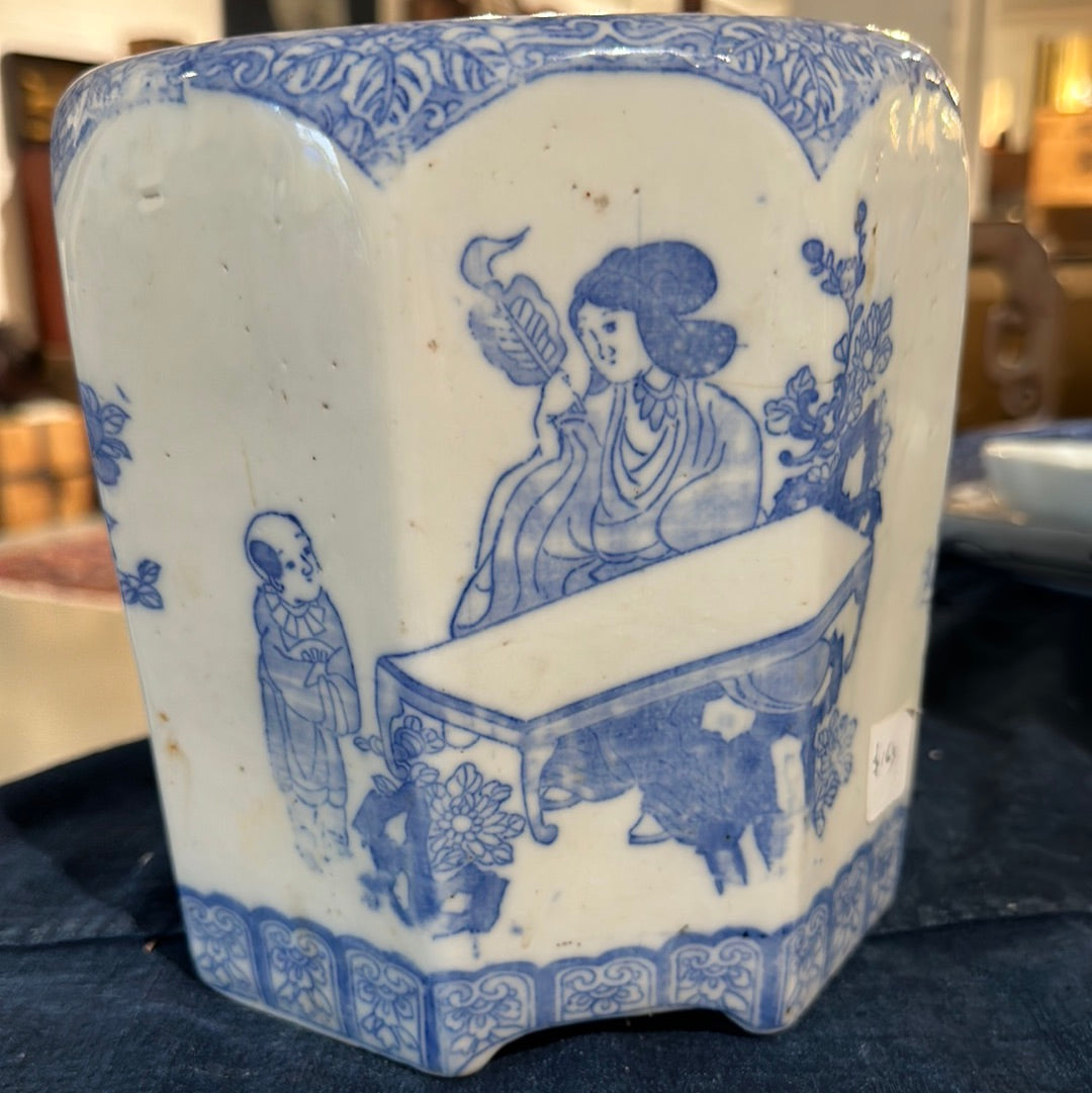 Antique Japanese Taisho Era c1910’sCeramic Hibachi Stencil 7.5”